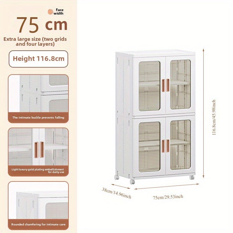 🧺 2/3-Piece Modern White Plastic Storage Cabinet – Glass Doors, Multi-Purpose & Mobile Organizer!