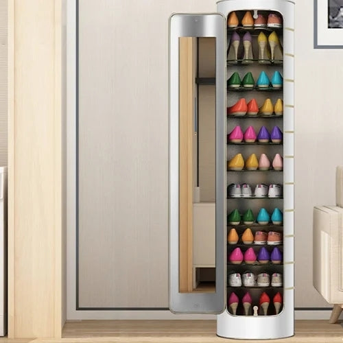 👟✨ Rotating Shoe Cabinet with Mirror & Deodorizer – Large-Capacity & Hygienic!