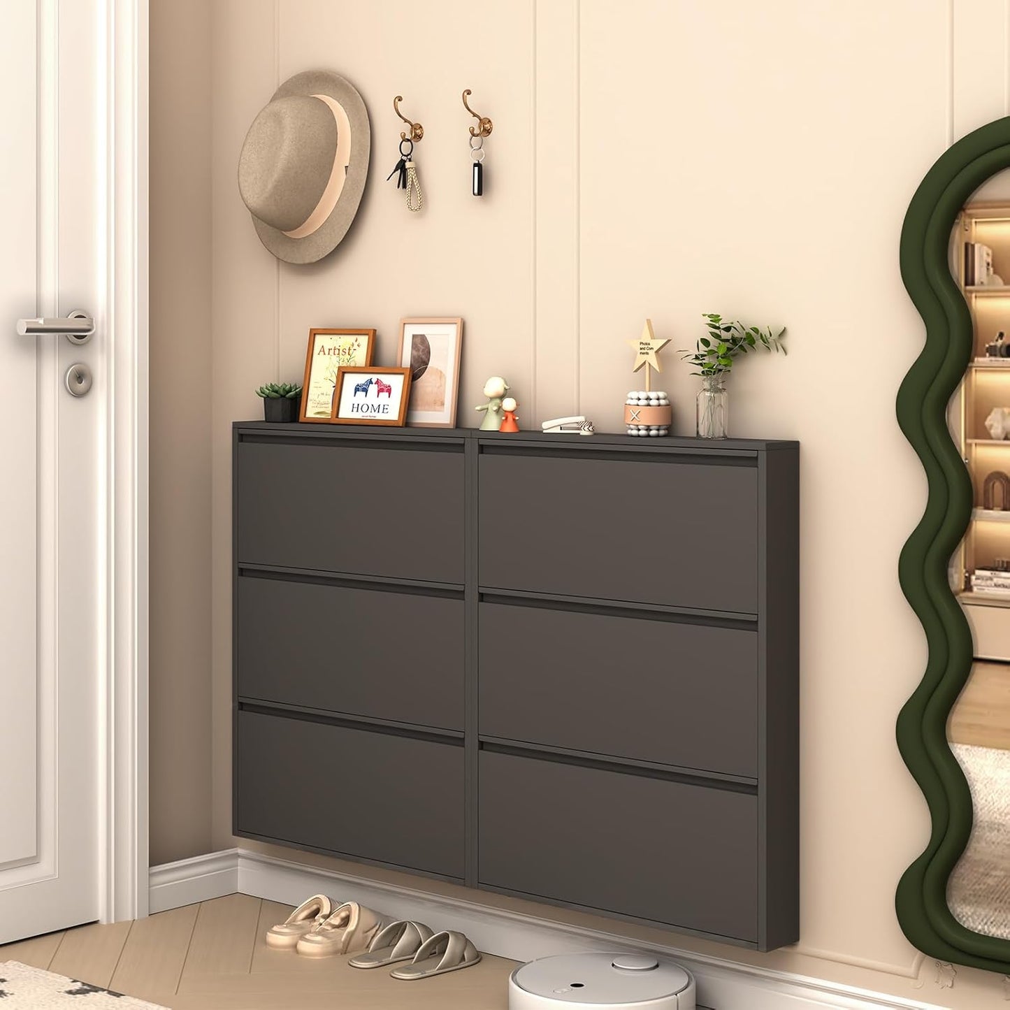 LUCYPAL Modern Metal Shoe Organizer - Wall-Mounted