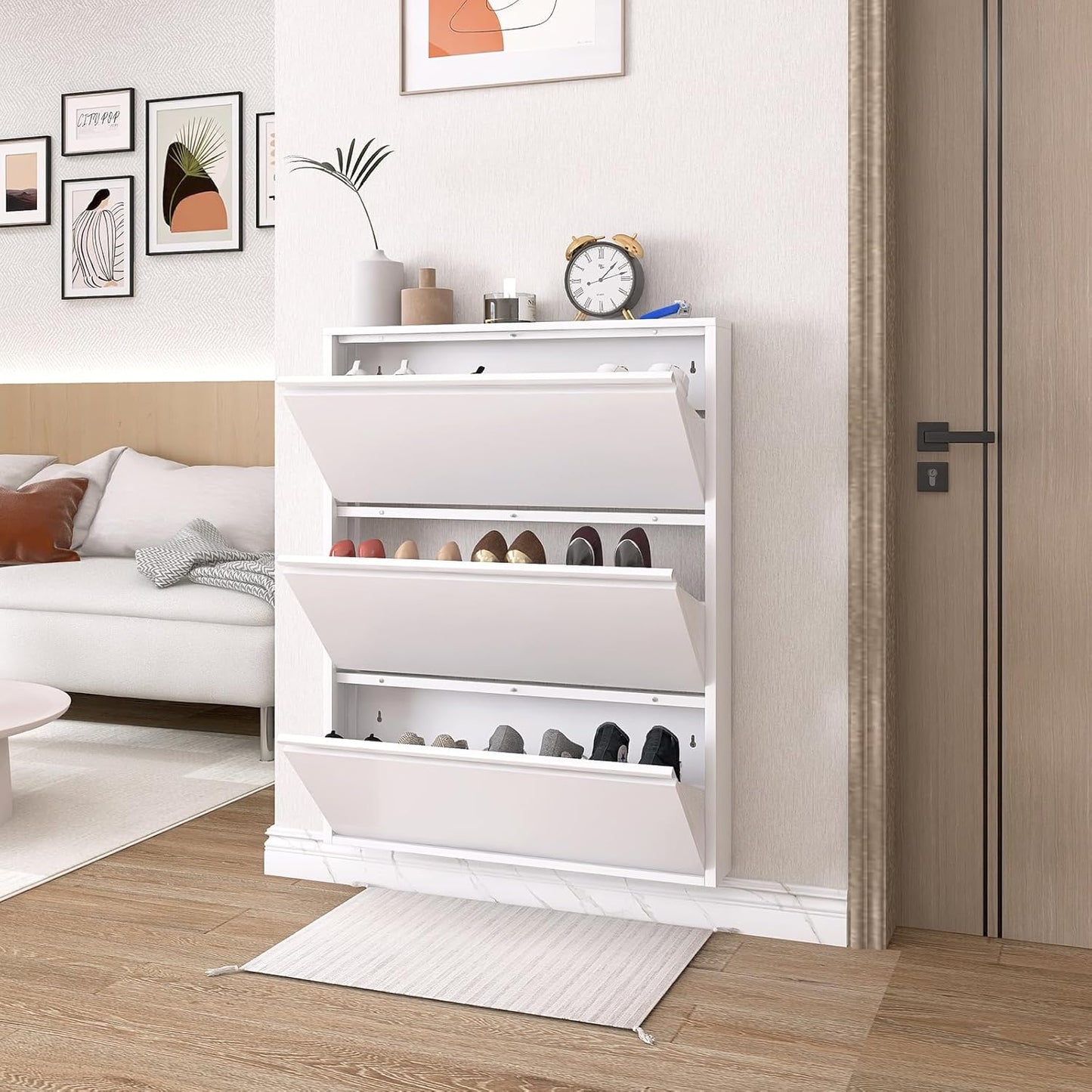 LUCYPAL Modern Metal Shoe Organizer - Wall-Mounted