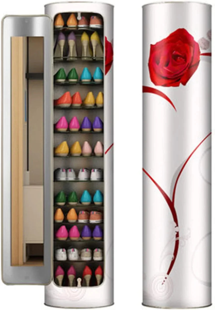 👟✨ Rotating Shoe Cabinet with Mirror & Deodorizer – Large-Capacity & Hygienic!