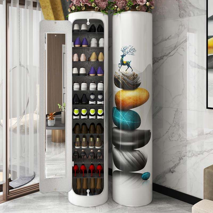 👟✨ Rotating Shoe Cabinet with Mirror & Deodorizer – Large-Capacity & Hygienic!