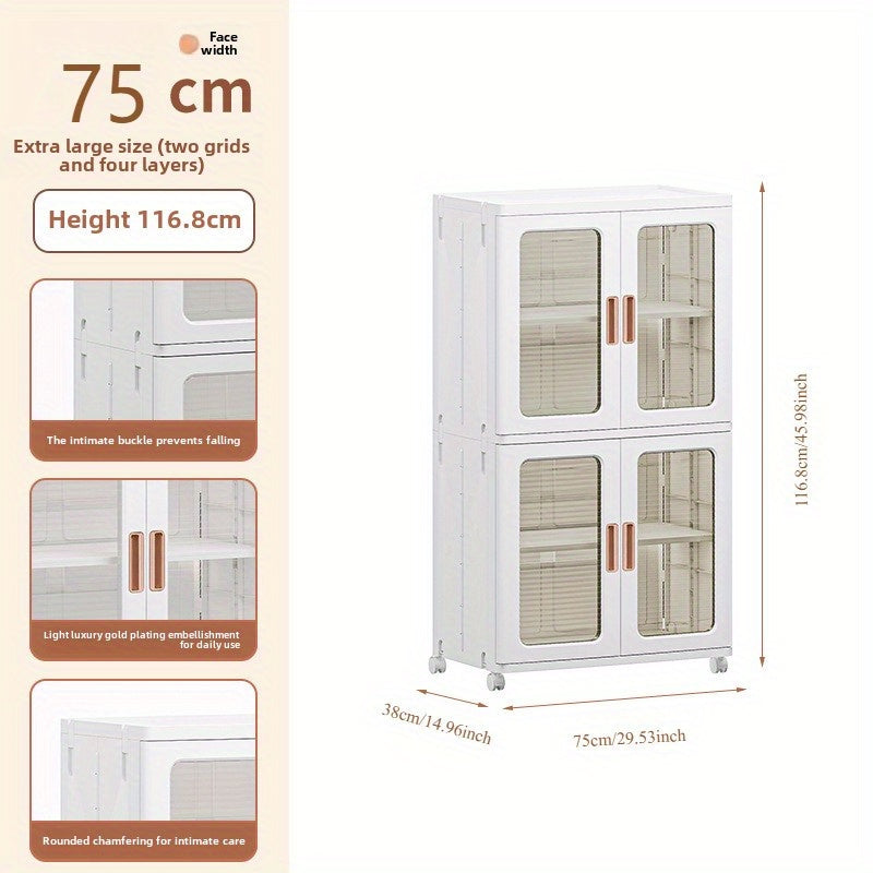 🧺 2/3-Piece Modern White Plastic Storage Cabinet – Glass Doors, Multi-Purpose & Mobile Organizer!