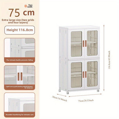🧺 2/3-Piece Modern White Plastic Storage Cabinet – Glass Doors, Multi-Purpose & Mobile Organizer!