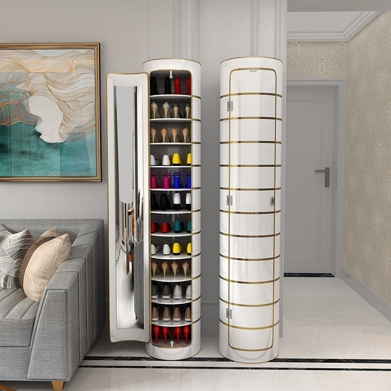 👟✨ Rotating Shoe Cabinet with Mirror & Deodorizer – Large-Capacity & Hygienic!