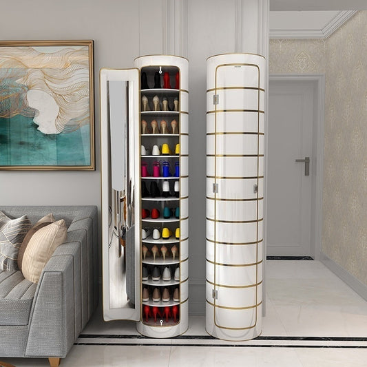 👟✨ Rotating Shoe Cabinet with Mirror & Deodorizer – Large-Capacity & Hygienic!