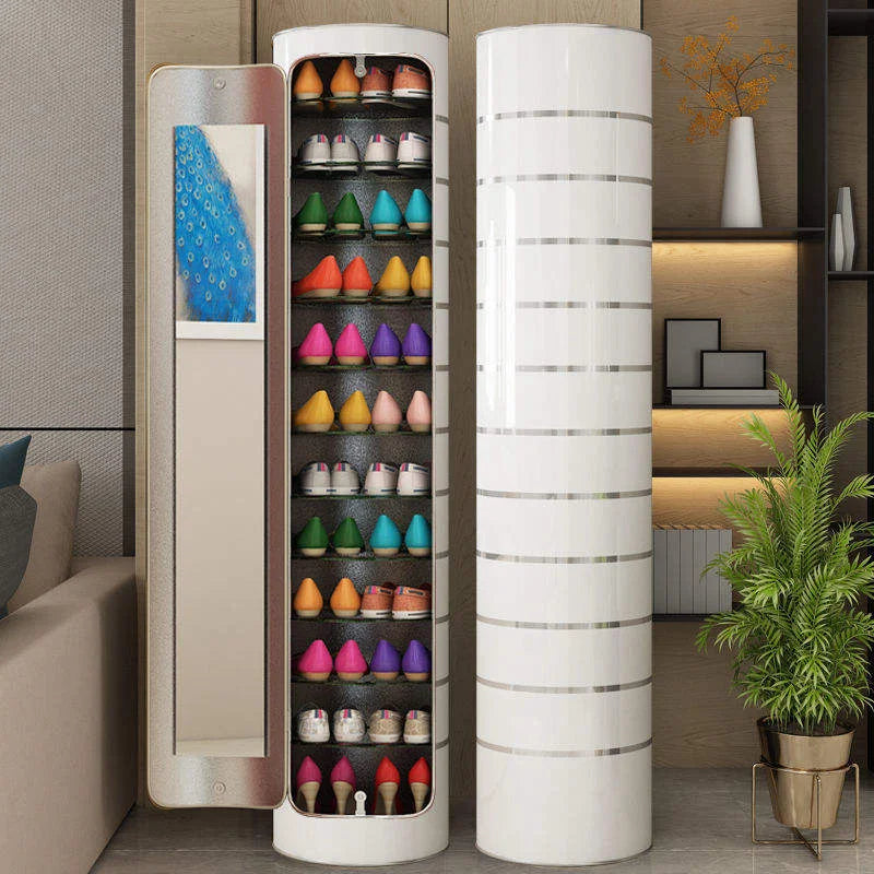 👟✨ Rotating Shoe Cabinet with Mirror & Deodorizer – Large-Capacity & Hygienic!