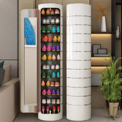 👟✨ Rotating Shoe Cabinet with Mirror & Deodorizer – Large-Capacity & Hygienic!