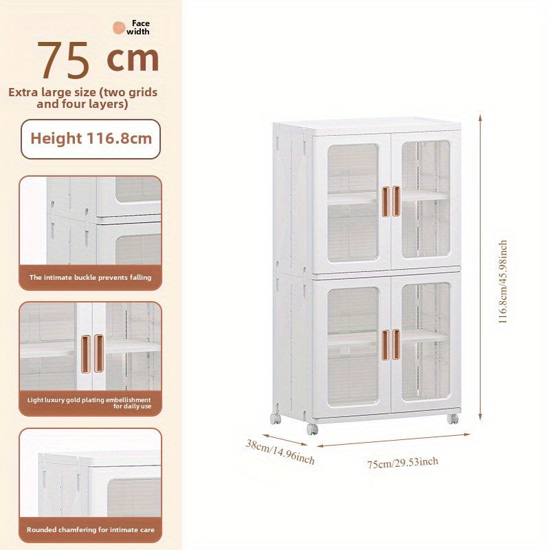 🧺 2/3-Piece Modern White Plastic Storage Cabinet – Glass Doors, Multi-Purpose & Mobile Organizer!