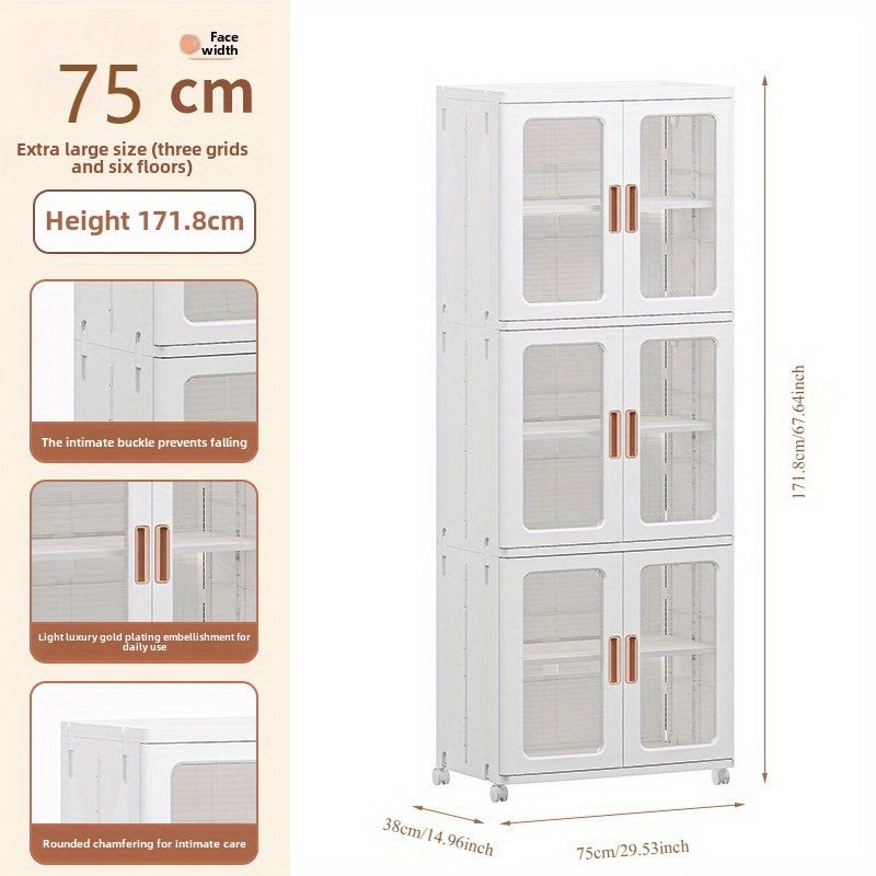 🧺 2/3-Piece Modern White Plastic Storage Cabinet – Glass Doors, Multi-Purpose & Mobile Organizer!