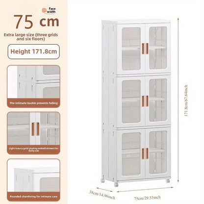 🧺 2/3-Piece Modern White Plastic Storage Cabinet – Glass Doors, Multi-Purpose & Mobile Organizer!