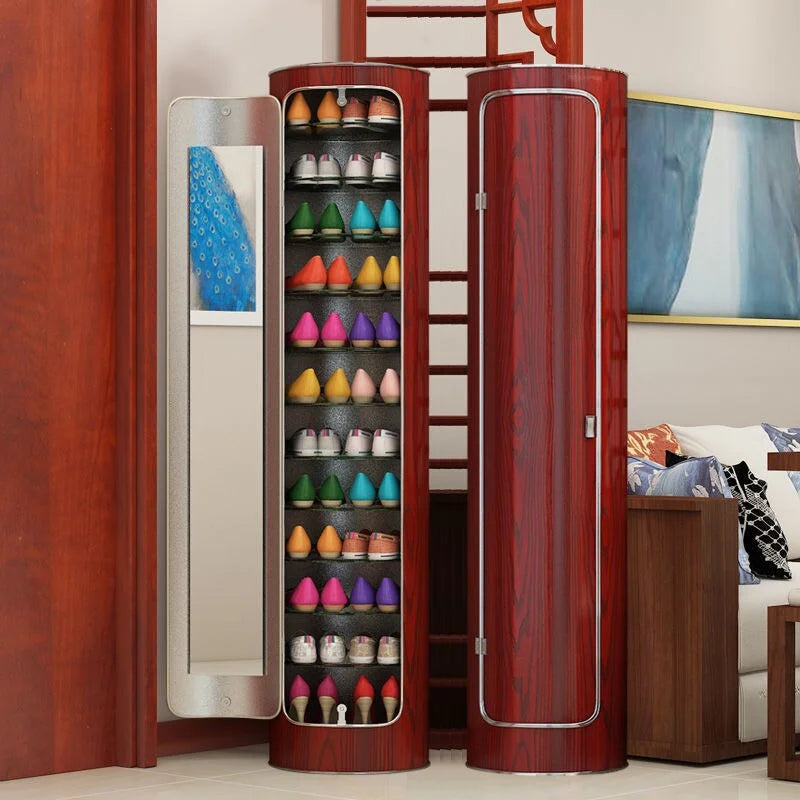 👟✨ Rotating Shoe Cabinet with Mirror & Deodorizer – Large-Capacity & Hygienic!