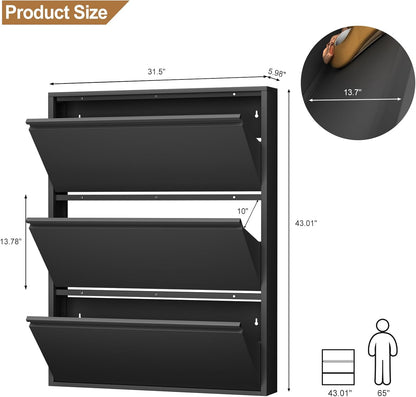 LUCYPAL Modern Metal Shoe Organizer - Wall-Mounted