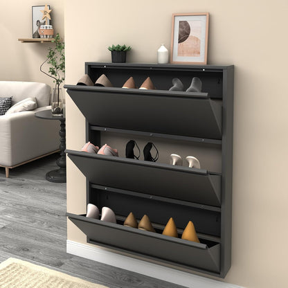 LUCYPAL Modern Metal Shoe Organizer - Wall-Mounted