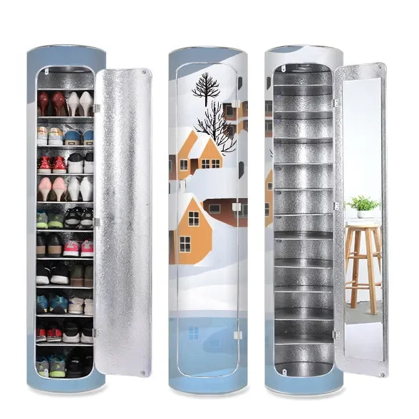 👟✨ Rotating Shoe Cabinet with Mirror & Deodorizer – Large-Capacity & Hygienic!
