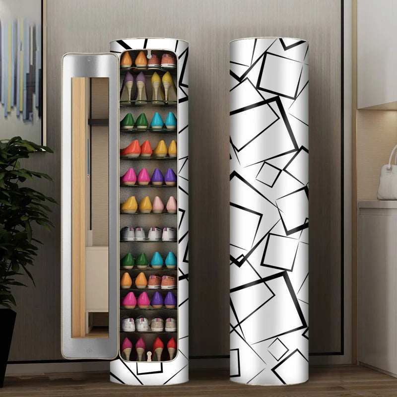 👟✨ Rotating Shoe Cabinet with Mirror & Deodorizer – Large-Capacity & Hygienic!