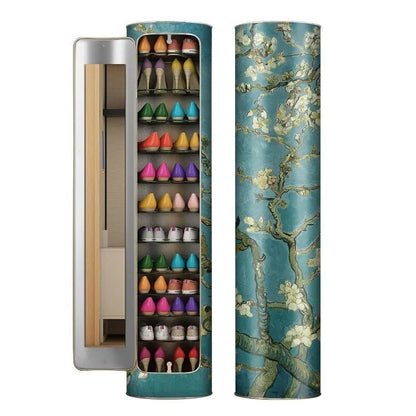 👟✨ Rotating Shoe Cabinet with Mirror & Deodorizer – Large-Capacity & Hygienic!