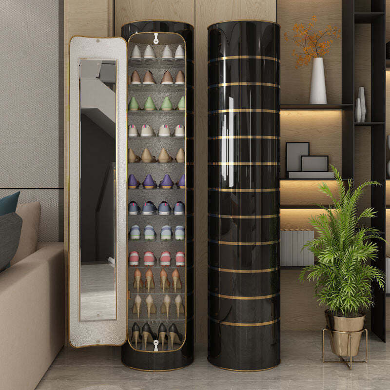 👟✨ Rotating Shoe Cabinet with Mirror & Deodorizer – Large-Capacity & Hygienic!