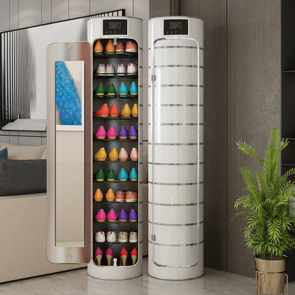 👟✨ Rotating Shoe Cabinet with Mirror & Deodorizer – Large-Capacity & Hygienic!